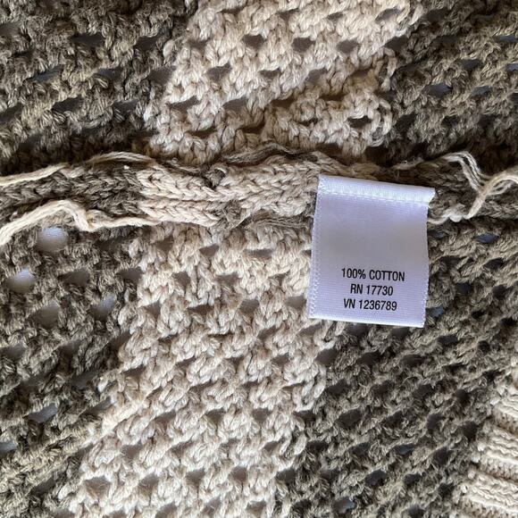 Xhilaration Women Cardigan size S Open Front Mock Knit Stripes Gray & Beige - Picture 7 of 8